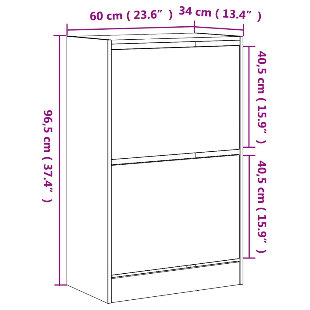 Sapateira 60x34x63,5 cm derivados de madeira cinzento cimento