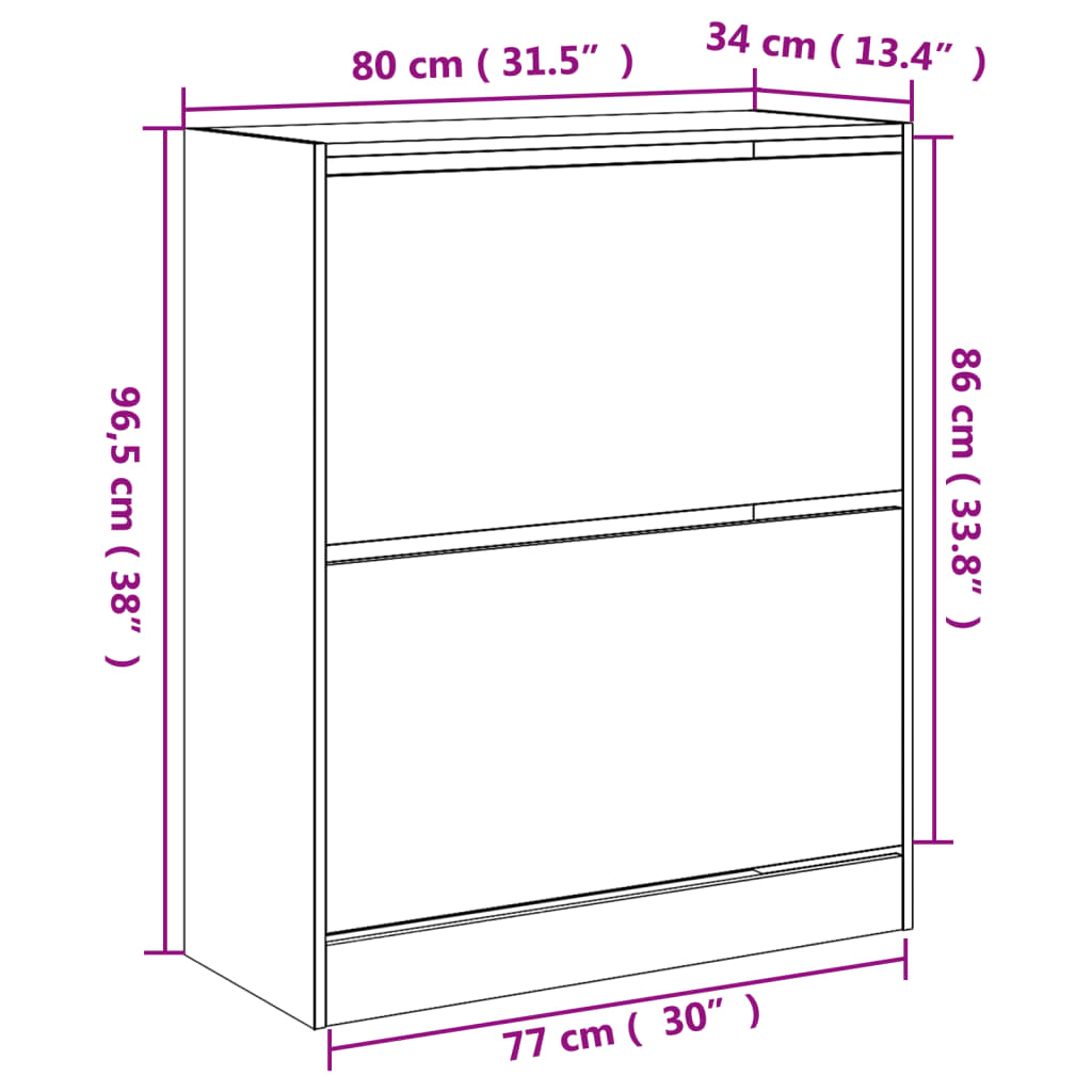 Sapateira 80x34x96,5 cm derivados de madeira branco