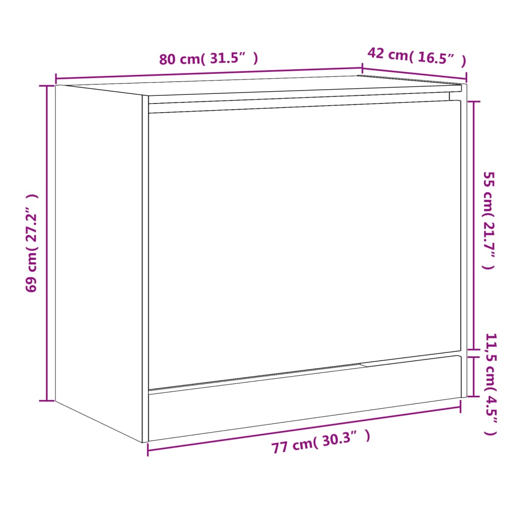 Sapateira 80x42x69 cm derivados de madeira cinzento sonoma