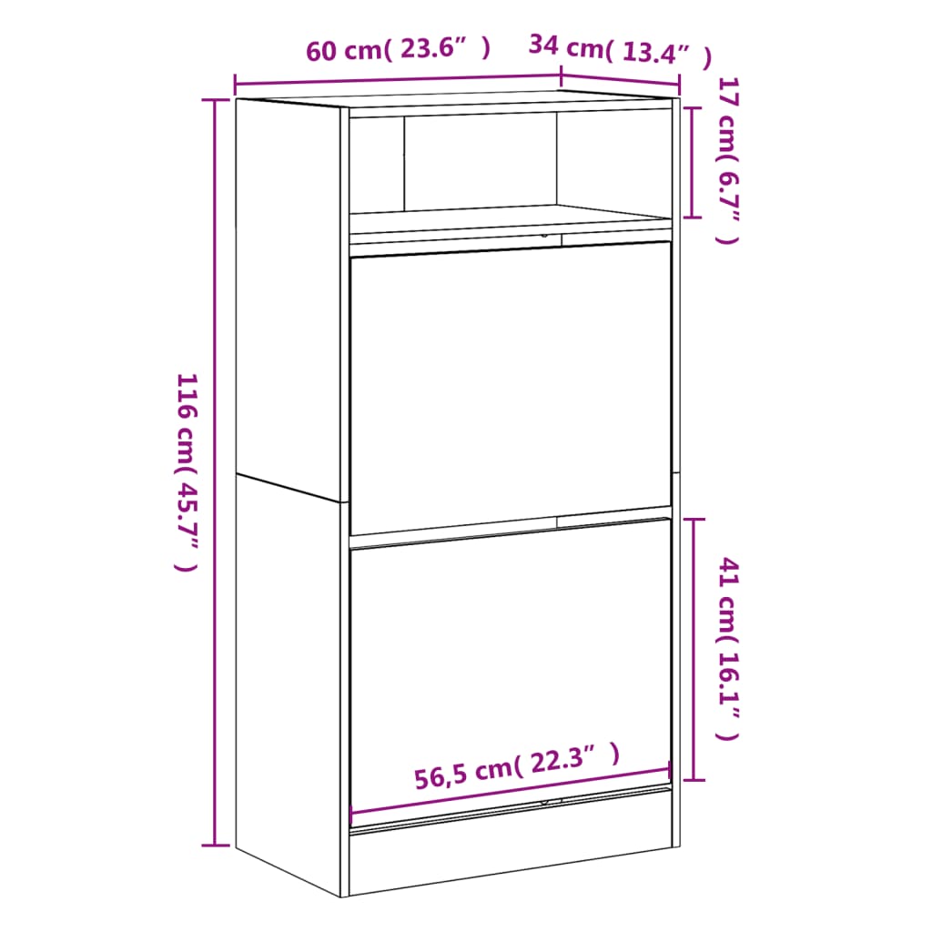 Sapateira 60x34x116 cm derivados de madeira branco