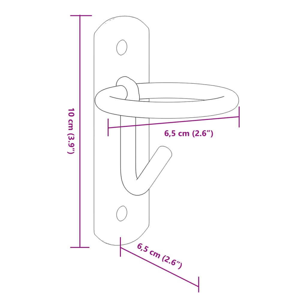 Ganchos de parede para baldes 3 pcs aço galvanizado prateado