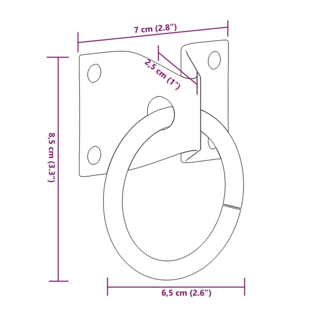 Anéis de engate com placas 3 pcs aço prateado