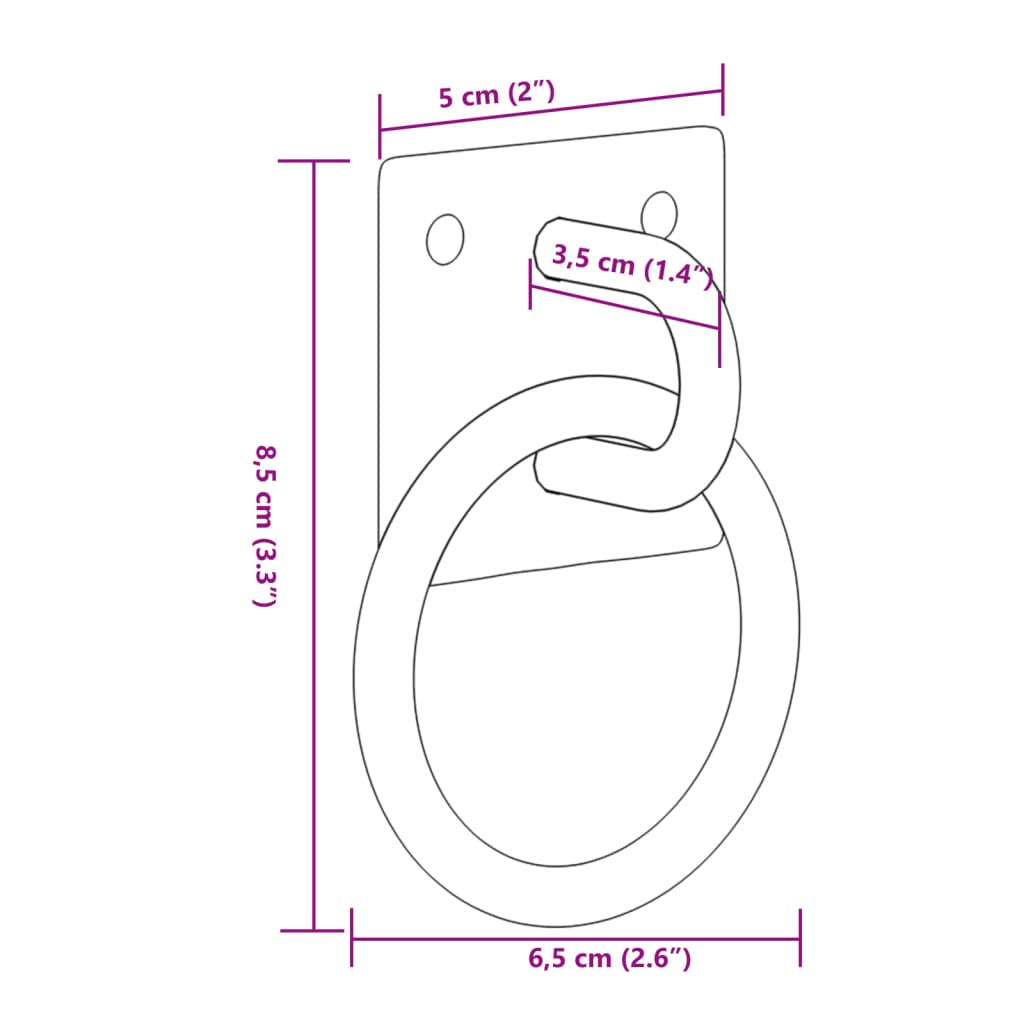 Anéis de engate com placas 3 pcs aço prateado