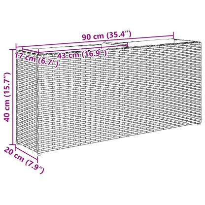 Floreira com 2 vasos 90x20x40 cm vime PE castanho