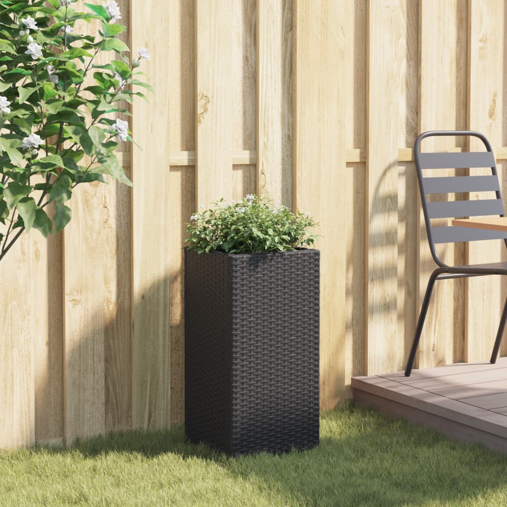 Vaso/floreira de jardim 30x30x60 cm vime PE preto