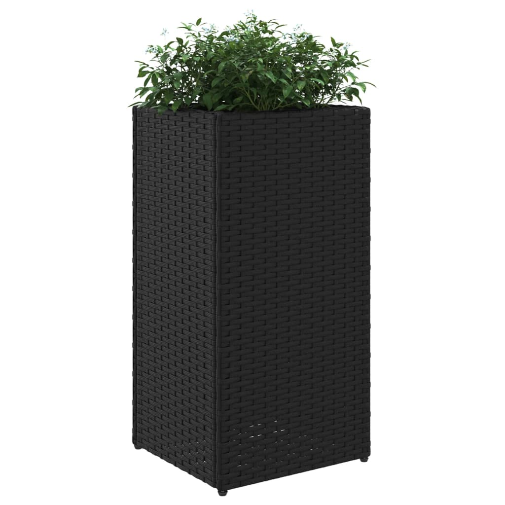 Vaso/floreira de jardim 30x30x60 cm vime PE preto