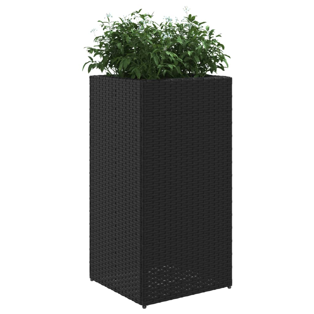 Vaso/floreira de jardim 40x40x80 cm vime PE preto