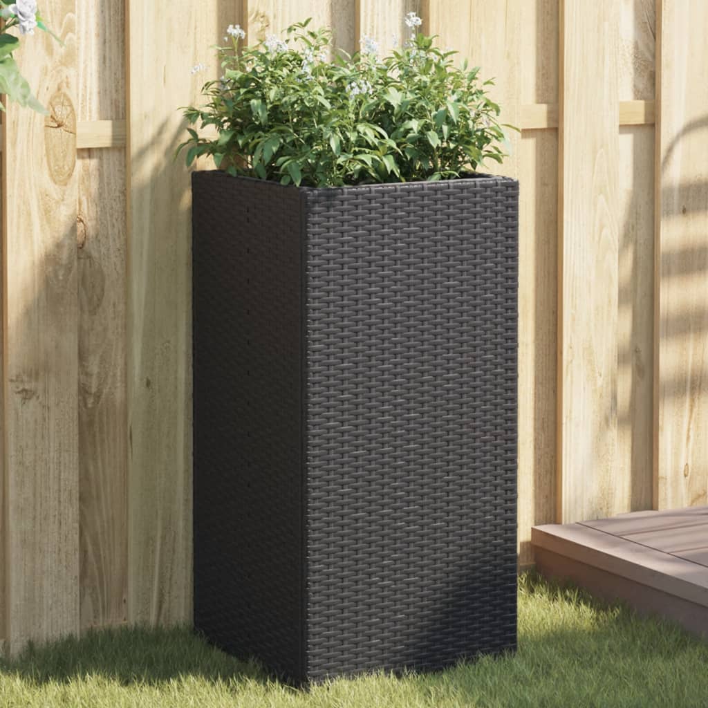 Vaso/floreira de jardim 40x40x80 cm vime PE preto