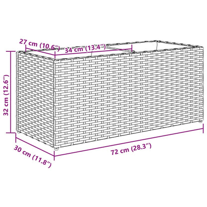 Canteiro jardim com 2 vasos 72x30x32 cm vime PE cinzento