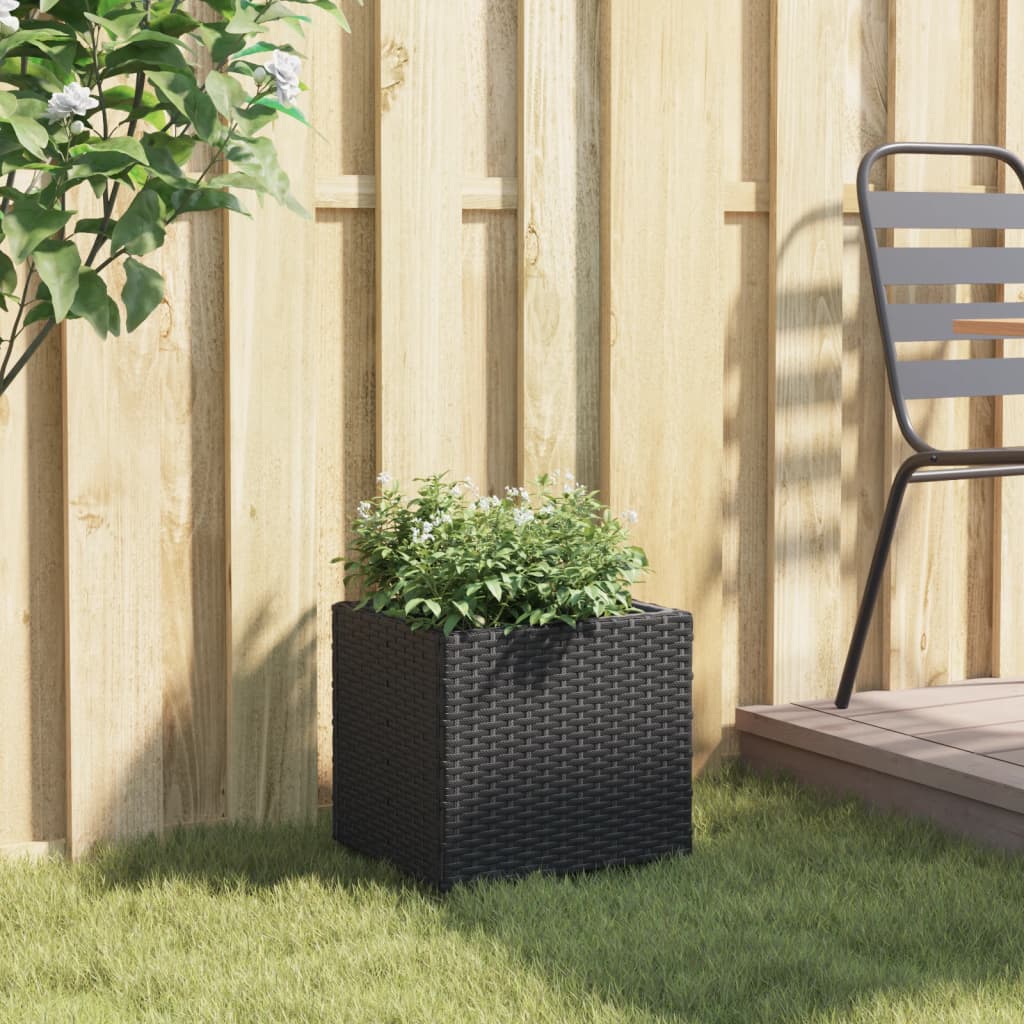 Vaso/floreira de jardim 36x30x32 cm vime PE preto