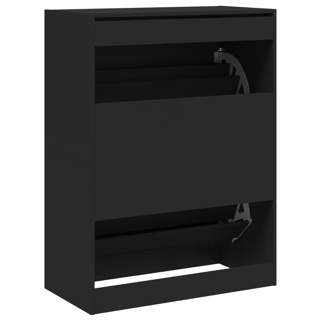 Sapateira c/ 2 gavetas articuladas 80x42x108 cm preto