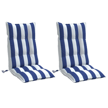 Almofadões cadeira encosto alto 2 pcs tecido oxford azul/branco