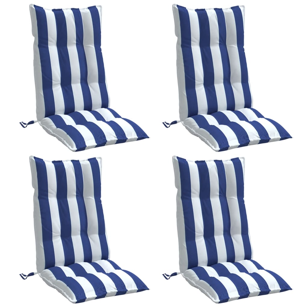 Almofadões cadeira encosto alto 4 pcs tecido oxford azul/branco