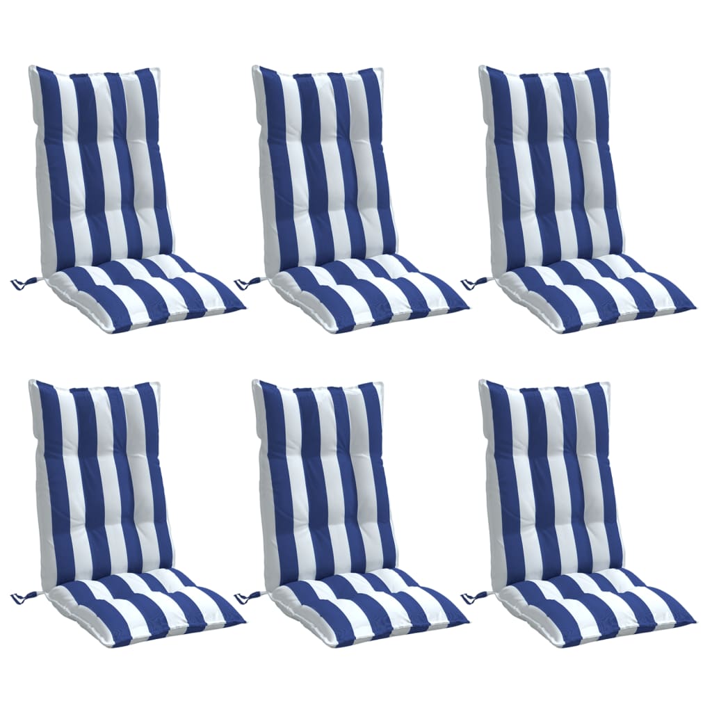 Almofadões cadeira encosto alto 6 pcs tecido oxford azul/branco