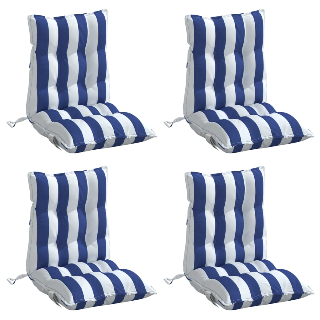 Almofadões cadeira encosto baixo 4pcs tecido oxford azul/branco