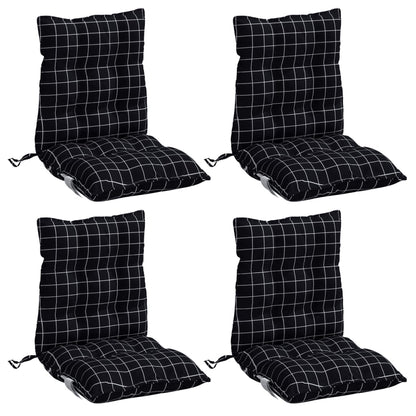 Almofadões cadeira encosto baixo 4 pcs oxford xadrez preto