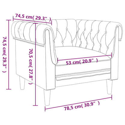 Poltrona chesterfield tecido cinzento-escuro