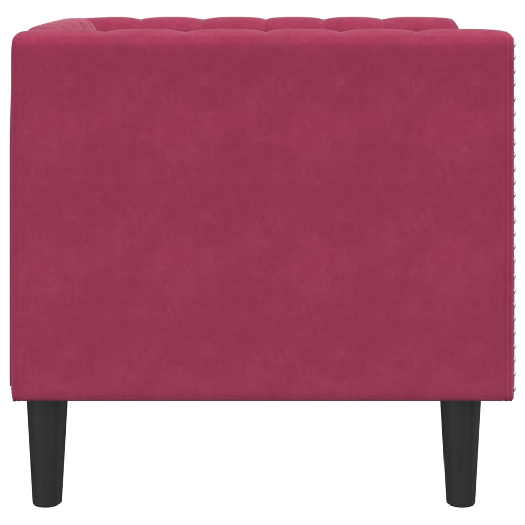 Poltrona chesterfield veludo vermelho tinto