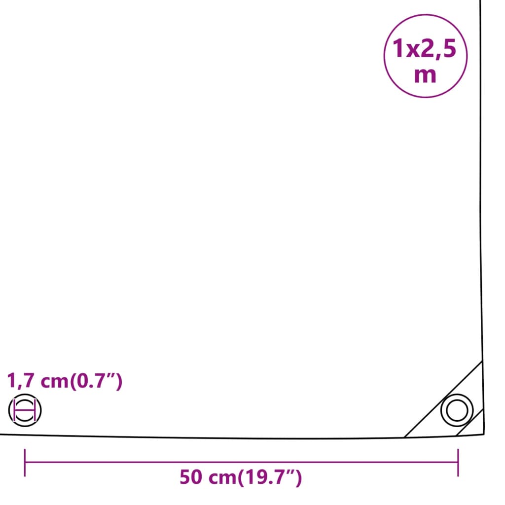 Lona 1x2,5 m 650 g/m² cinzento