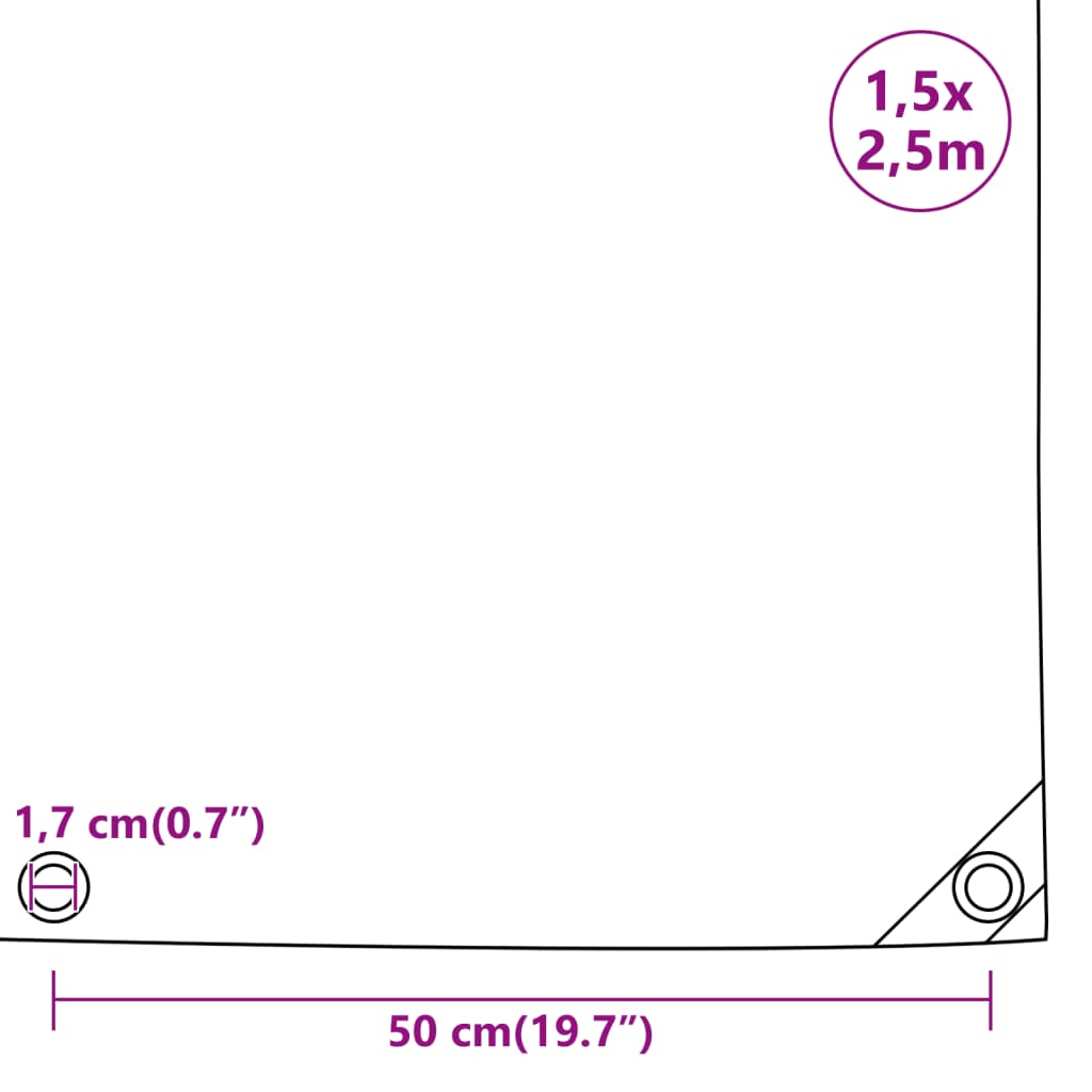 Lona 1,5x2,5 m 650 g/m² cinzento