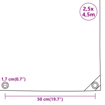 Lona 2,5x4,5 m 650 g/m² cinzento