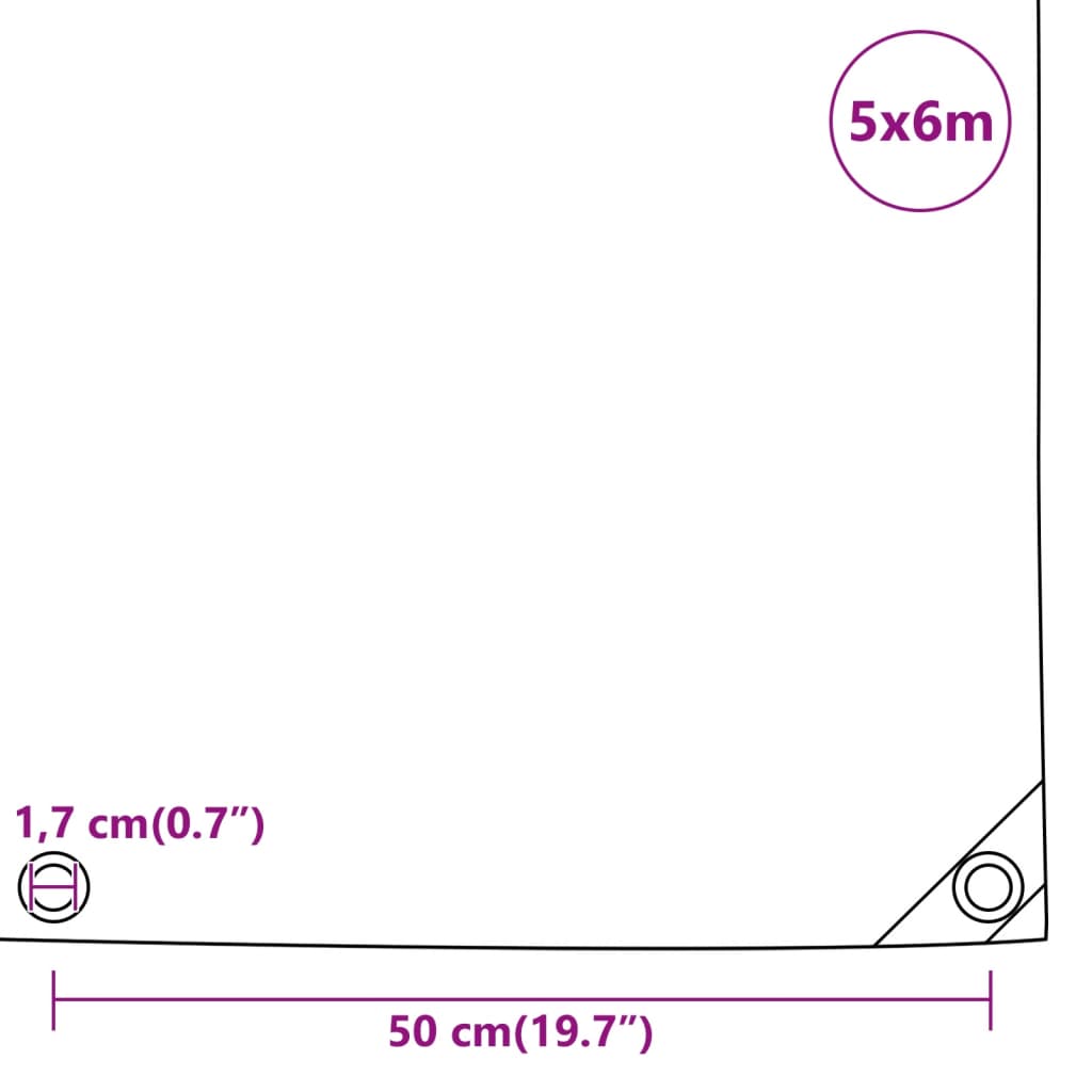 Lona 5x6 m 650 g/m² cinzento