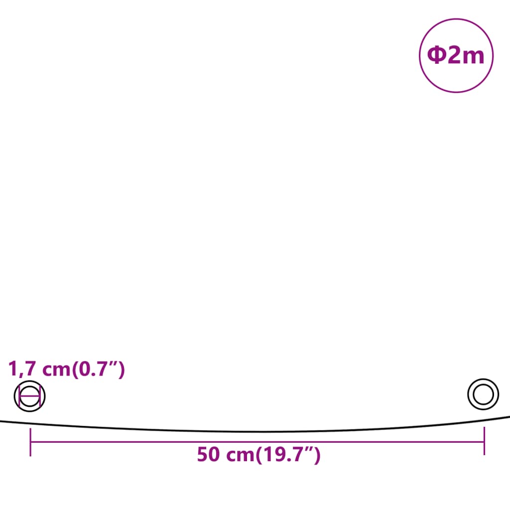 Lona Ø 2 m 650 g/m² cinzento