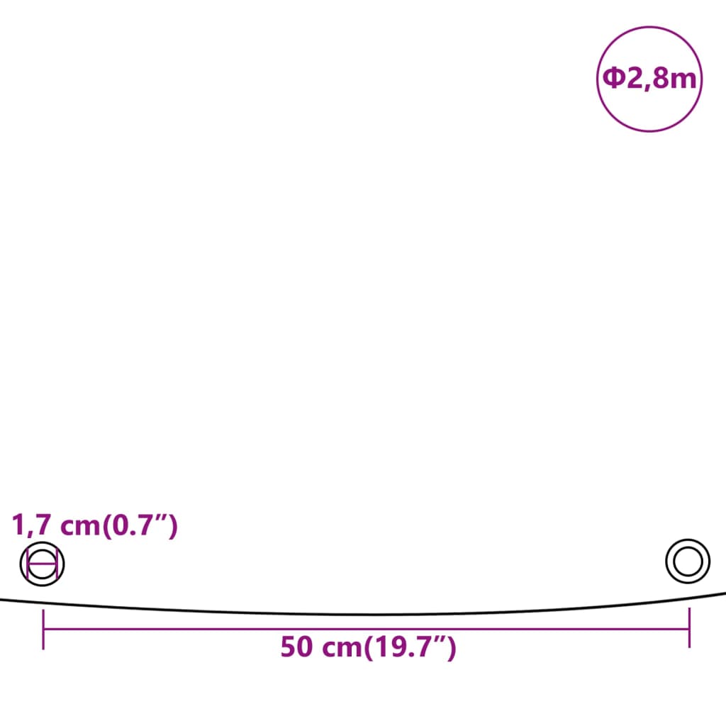 Lona Ø 2,8 m 650 g/m² cinzento