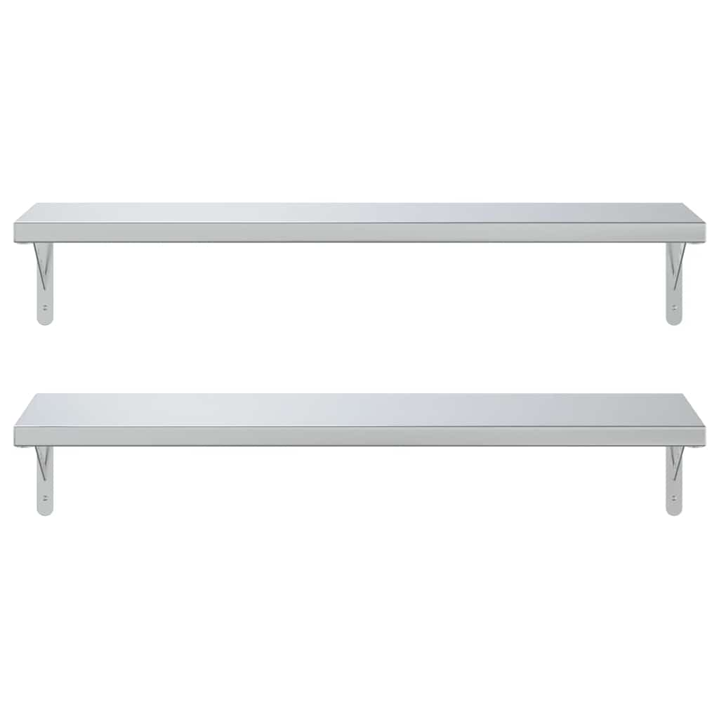 Prateleiras de parede 2 pcs 100x30 cm aço inoxidável prateado