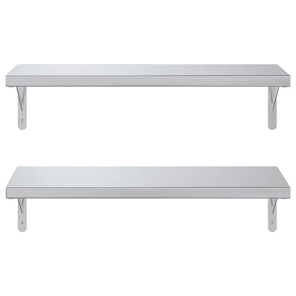 Prateleiras de parede 2 pcs 75x30 cm aço inoxidável prateado