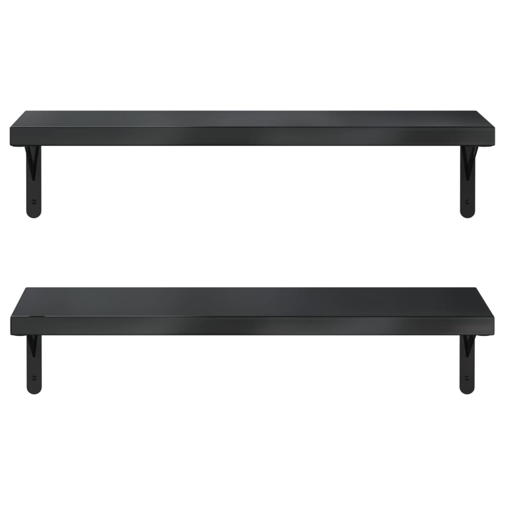 Prateleiras de parede 2 pcs 75x23,5 cm aço inoxidável prateado