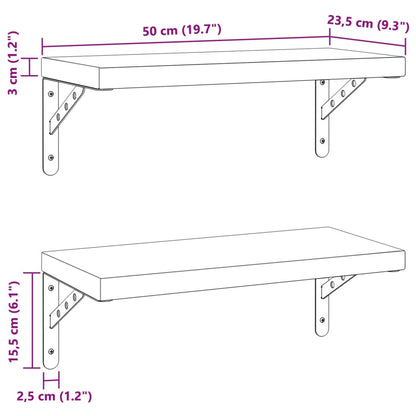 Prateleiras de parede 2 pcs 50x23,5 cm aço inoxidável prateado