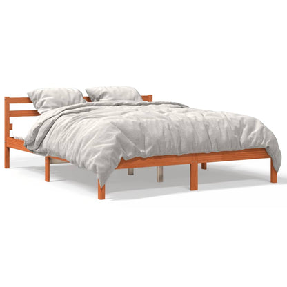 Estrutura de cama 160x200 cm madeira pinho maciça castanho cera