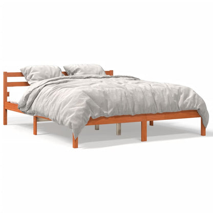 Estrutura de cama 200x200 cm pinho maciço castanho cera