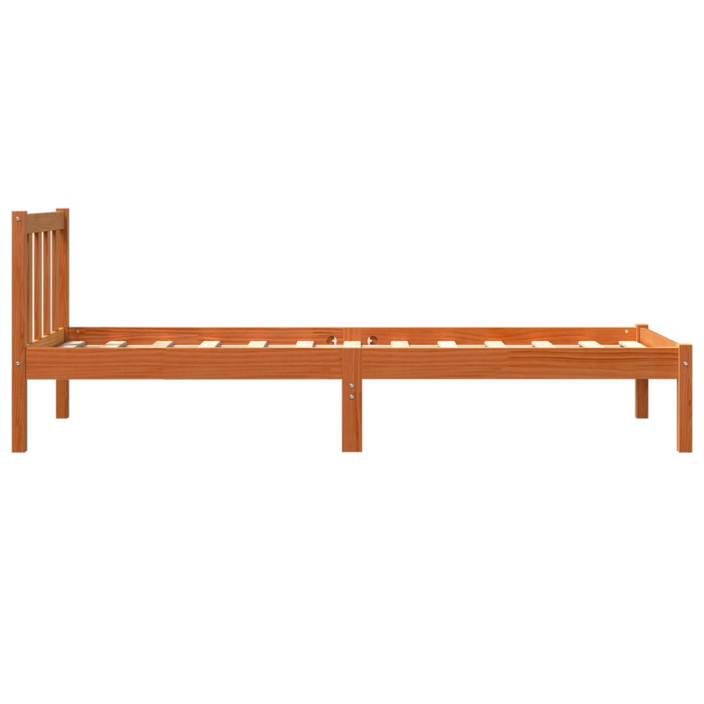 Estrutura de cama 90x190 cm madeira pinho maciça castanho cera