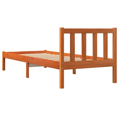 Estrutura de cama 90x190 cm madeira pinho maciça castanho cera