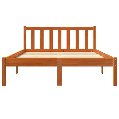 Estrutura de cama 120x190 cm madeira pinho maciça castanho cera