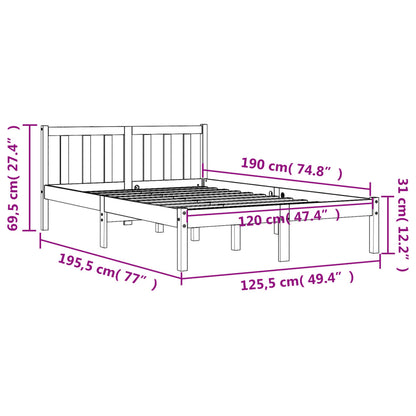 Estrutura de cama 120x190 cm madeira pinho maciça castanho cera