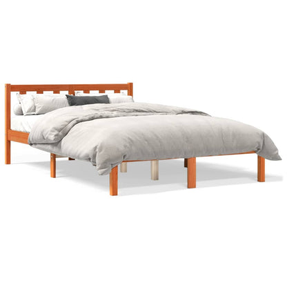 Estrutura de cama 120x190 cm madeira pinho maciça castanho cera