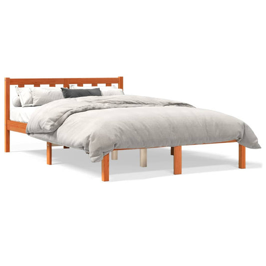 Estrutura de cama 120x190 cm madeira pinho maciça castanho cera