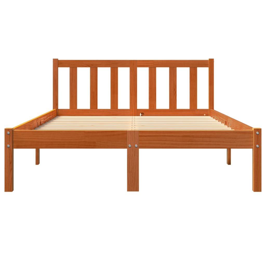 Estrutura de cama 135x190 cm madeira pinho maciça castanho cera