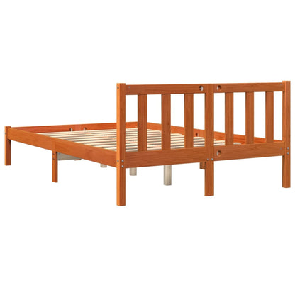 Estrutura de cama 135x190 cm madeira pinho maciça castanho cera