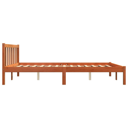 Estrutura de cama 150x200 cm madeira pinho maciça castanho cera