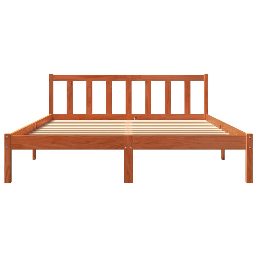 Estrutura de cama 160x200 cm madeira pinho maciça castanho cera