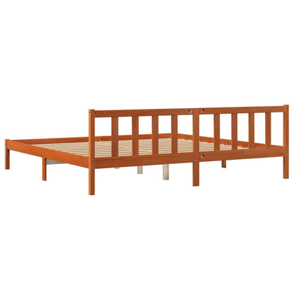 Estrutura de cama 180x200 cm madeira pinho maciço castanho cera