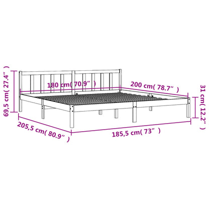 Estrutura de cama 180x200 cm madeira pinho maciço castanho cera