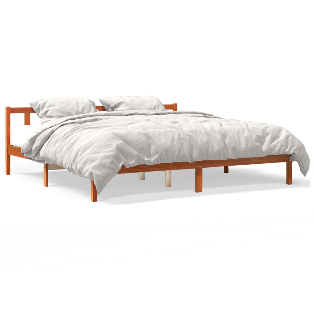 Estrutura de cama 180x200 cm madeira pinho maciço castanho cera