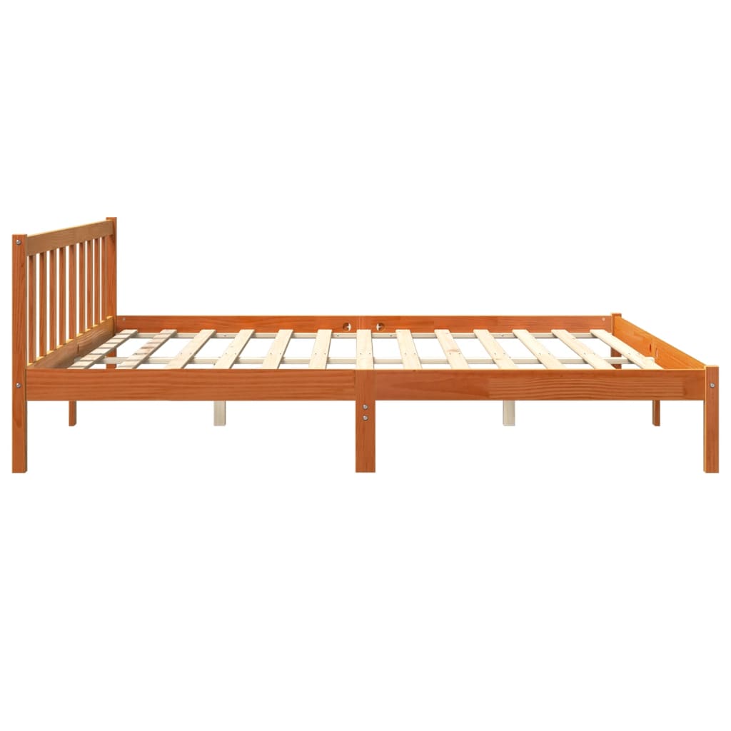 Estrutura de cama 200x200 cm pinho maciço castanho cera