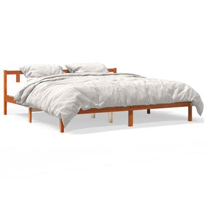 Estrutura de cama 200x200 cm pinho maciço castanho cera