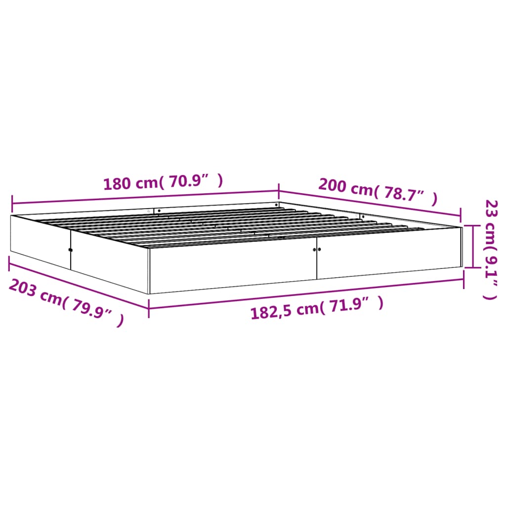 Estrutura de cama 180x200 cm madeira pinho maciço castanho cera